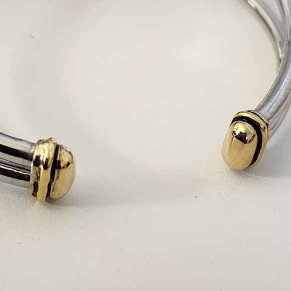 Silver Open Cuff Bracelet with Amerhyst Purple Crystal Stone - Picture 8 of 11